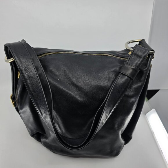 Marino Orlandi Handbags - Marino Orlandi Black Leather Hobo Shoulder Bag Gold Hardware Made in Italy
